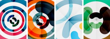 Çizgi tasarım çember posterleri. Duvar kağıdı, bayrak, arkaplan, kart, kitap illüstrasyonu için vektör illüstrasyonu, iniş sayfası