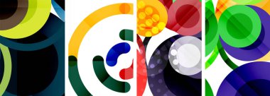 Etkileyici geometrik soyut posterler. Büyüleyici daireler, her bir dizayn şekil ve rengin uyumlu bir karışımı. Tasarımınızı modern, görsel olarak çarpıcı sanatla yükseltin