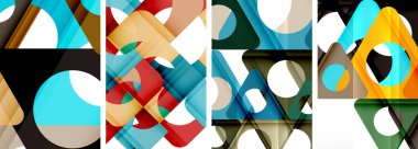 Soyut arkaplan seti, üçgenlerin dinamik etkileşimini gösteriyor. Modern tasarım ve geometrik cazibenin birleşimi