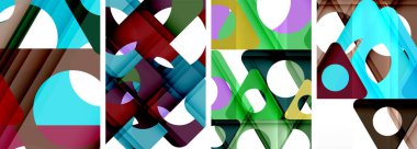 Soyut arkaplan seti, üçgenlerin dinamik etkileşimini gösteriyor. Modern tasarım ve geometrik cazibenin birleşimi