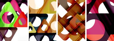 Çekici üçgenler içeren soyut arkaplan seti. Geometri ve stilin uyumlu karışımı, bu tasarımlar modern yetenekler getiriyor.