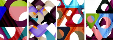 Soyut arkaplan seti, üçgenlerin dinamik etkileşimini gösteriyor. Modern tasarım ve geometrik cazibenin birleşimi