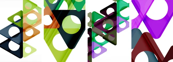 Set Sfondo Astratto Che Mostra Interazione Dinamica Triangoli Fusione Design — Vettoriale Stock
