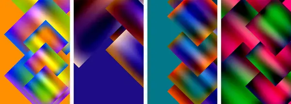 Kleurrijke Metalen Vierkante Abstracte Poster Achtergronden — Stockvector