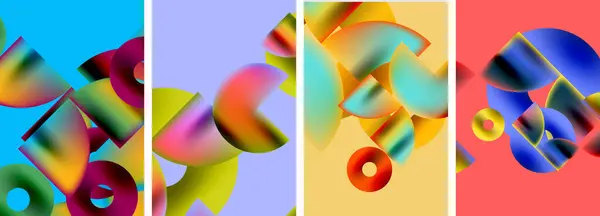 Cirkels Driehoeken Met Heldere Kleurrijke Gradiënt Kleuren Vector Illustratie Voor — Stockvector