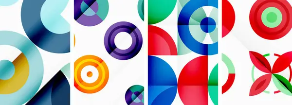 カバー ポスター バナー パンフレット ヘッダー ウェブサイトの背景デザインの円形幾何学的要素と円 — ストックベクタ