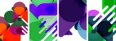 Duvar kağıdı, kartvizit, kapak, poster, afiş, broşür, başlık, web sitesi için renkli parlak geometrik soyut kompozisyonlar