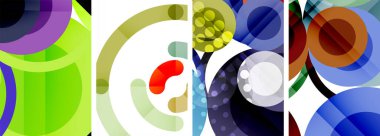 Etkileyici geometrik soyut posterler. Büyüleyici daireler, her bir dizayn şekil ve rengin uyumlu bir karışımı. Tasarımınızı modern, görsel olarak çarpıcı sanatla yükseltin