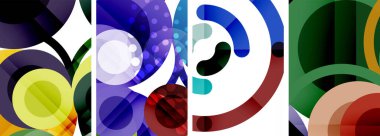 Etkileyici geometrik soyut posterler. Büyüleyici daireler, her bir dizayn şekil ve rengin uyumlu bir karışımı. Tasarımınızı modern, görsel olarak çarpıcı sanatla yükseltin