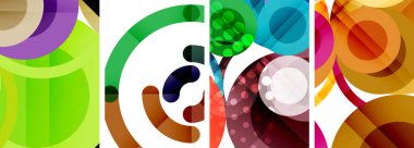 Etkileyici geometrik soyut posterler. Büyüleyici daireler, her bir dizayn şekil ve rengin uyumlu bir karışımı. Tasarımınızı modern, görsel olarak çarpıcı sanatla yükseltin