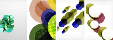 Etkileyici geometrik soyut posterler. Büyüleyici daireler, her bir dizayn şekil ve rengin uyumlu bir karışımı. Tasarımınızı modern, görsel olarak çarpıcı sanatla yükseltin