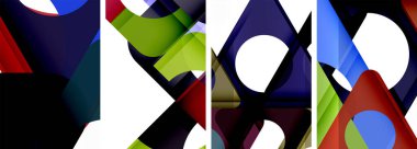 Soyut arkaplan seti, üçgenlerin dinamik etkileşimini gösteriyor. Modern tasarım ve geometrik cazibenin birleşimi