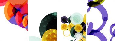 Etkileyici geometrik soyut posterler. Büyüleyici daireler, her bir dizayn şekil ve rengin uyumlu bir karışımı. Tasarımınızı modern, görsel olarak çarpıcı sanatla yükseltin