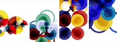 Etkileyici geometrik soyut posterler. Büyüleyici daireler, her bir dizayn şekil ve rengin uyumlu bir karışımı. Tasarımınızı modern, görsel olarak çarpıcı sanatla yükseltin