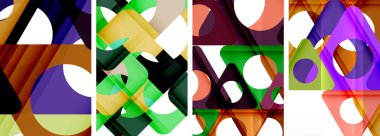 Çekici üçgenler içeren soyut arkaplan seti. Geometri ve stilin uyumlu karışımı, bu tasarımlar modern yetenekler getiriyor.