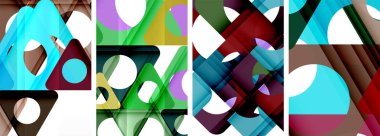 Soyut arkaplan seti, üçgenlerin dinamik etkileşimini gösteriyor. Modern tasarım ve geometrik cazibenin birleşimi