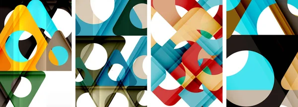 Abstraktní Sada Pozadí Předvádějící Dynamickou Souhru Trojúhelníků Spojení Moderního Designu — Stockový vektor