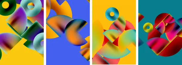 Círculos Triángulos Con Colores Degradados Colores Brillantes Ilustración Vectorial Para — Archivo Imágenes Vectoriales