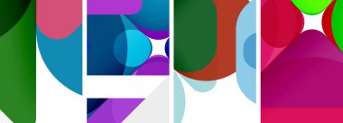 Duvar kağıdı, kartvizit, kapak, poster, afiş, broşür, başlık, web sitesi için renkli parlak geometrik soyut kompozisyonlar