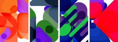 Duvar kağıdı, kartvizit, kapak, poster, afiş, broşür, başlık, web sitesi için renkli parlak geometrik soyut kompozisyonlar