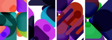 Duvar kağıdı, kartvizit, kapak, poster, afiş, broşür, başlık, web sitesi için renkli parlak geometrik soyut kompozisyonlar