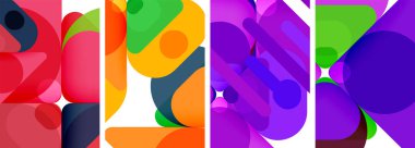 Duvar kağıdı, kartvizit, kapak, poster, afiş, broşür, başlık, web sitesi için renkli parlak geometrik soyut kompozisyonlar