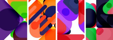 Duvar kağıdı, kartvizit, kapak, poster, afiş, broşür, başlık, web sitesi için renkli parlak geometrik soyut kompozisyonlar