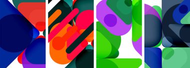 Duvar kağıdı, kartvizit, kapak, poster, afiş, broşür, başlık, web sitesi için renkli parlak geometrik soyut kompozisyonlar