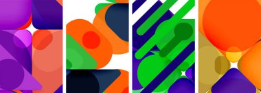 Duvar kağıdı, kartvizit, kapak, poster, afiş, broşür, başlık, web sitesi için renkli parlak geometrik soyut kompozisyonlar