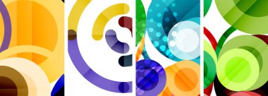 Etkileyici geometrik soyut posterler. Büyüleyici daireler, her bir dizayn şekil ve rengin uyumlu bir karışımı. Tasarımınızı modern, görsel olarak çarpıcı sanatla yükseltin