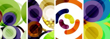 Etkileyici geometrik soyut posterler. Büyüleyici daireler, her bir dizayn şekil ve rengin uyumlu bir karışımı. Tasarımınızı modern, görsel olarak çarpıcı sanatla yükseltin