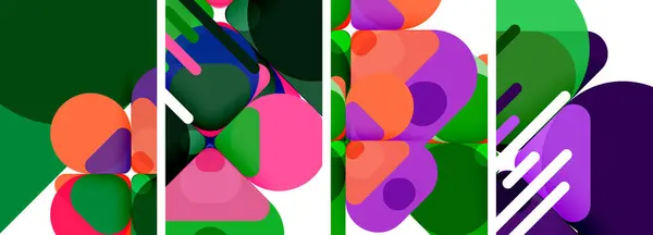 カバー ポスター パンフレット ヘッダー ウェブサイトのための多彩な明るい幾何学抽象構成 — ストックベクタ