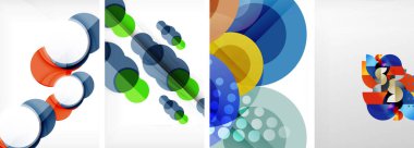 Soyut çember poster setiyle geometrik zarafet dünyası. Çemberler şekiller ve renkler senfonisiyle sarmalanır. Tasarımınız için çağdaş bir görsel ziyafet sunar.