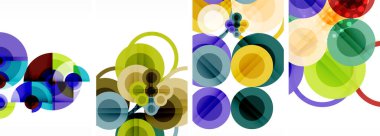 Soyut çember poster setiyle geometrik zarafet dünyası. Çemberler şekiller ve renkler senfonisiyle sarmalanır. Tasarımınız için çağdaş bir görsel ziyafet sunar.