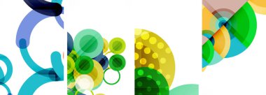 Soyut çember poster setiyle geometrik zarafet dünyası. Çemberler şekiller ve renkler senfonisiyle sarmalanır. Tasarımınız için çağdaş bir görsel ziyafet sunar.