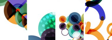 Etkileyici geometrik soyut posterler. Büyüleyici daireler, her bir dizayn şekil ve rengin uyumlu bir karışımı. Tasarımınızı modern, görsel olarak çarpıcı sanatla yükseltin