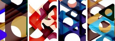 Soyut arkaplan seti, üçgenlerin dinamik etkileşimini gösteriyor. Modern tasarım ve geometrik cazibenin birleşimi