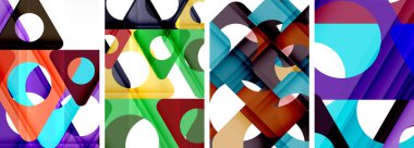 Soyut arkaplan seti, üçgenlerin dinamik etkileşimini gösteriyor. Modern tasarım ve geometrik cazibenin birleşimi