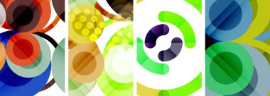 Soyut çember poster setiyle geometrik zarafet dünyası. Çemberler şekiller ve renkler senfonisiyle sarmalanır. Tasarımınız için çağdaş bir görsel ziyafet sunar.