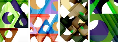 Soyut arkaplan seti, üçgenlerin dinamik etkileşimini gösteriyor. Modern tasarım ve geometrik cazibenin birleşimi