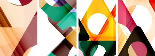 Conjunto Fundo Abstrato Mostrando Uma Interação Dinâmica Triângulos Fusão Design — Vetor de Stock