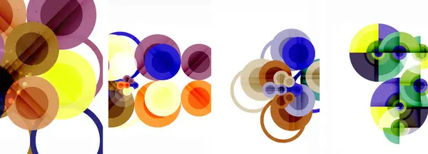 Uppsättning Cirklar Geometriska Abstrakta Affischer Abstrakt Bakgrund För Tapeter Visitkort — Stock vektor