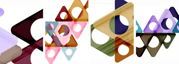 Set Sfondo Astratto Con Triangoli Accattivanti Combinazione Armoniosa Geometria Stile — Vettoriale Stock