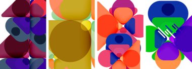 Duvar kağıdı, kartvizit, kapak, poster, afiş, broşür, başlık, web sitesi için renkli parlak geometrik soyut kompozisyonlar