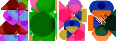 Duvar kağıdı, kartvizit, kapak, poster, afiş, broşür, başlık, web sitesi için renkli parlak geometrik soyut kompozisyonlar