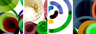 Geometrik soyut posterler dizisi. Duvar kağıdı, kartvizit, kapak, poster, afiş, broşür, başlık, web sitesi için soyut arkaplan