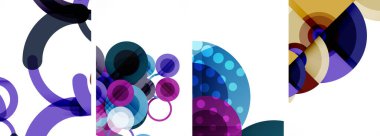 Etkileyici geometrik soyut posterler. Büyüleyici daireler, her bir dizayn şekil ve rengin uyumlu bir karışımı. Tasarımınızı modern, görsel olarak çarpıcı sanatla yükseltin