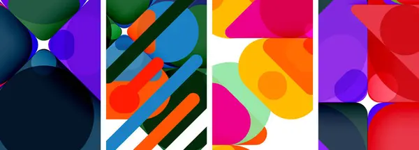 Kleurrijke Geometrische Abstracte Composities Voor Behang Visitekaartje Omslag Affiche Banner — Stockvector