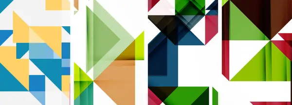 Triangel Affisch Geometrisk Bakgrund Set — Stock vektor