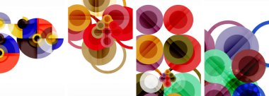 Etkileyici geometrik soyut posterler. Büyüleyici daireler, her bir dizayn şekil ve rengin uyumlu bir karışımı. Tasarımınızı modern, görsel olarak çarpıcı sanatla yükseltin